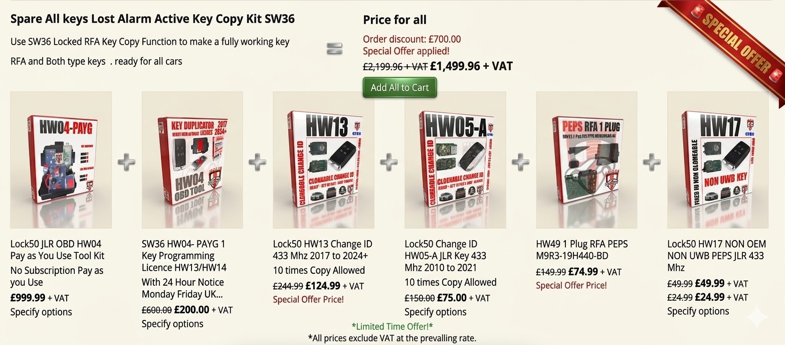 Order JLR key programming tools from Lock50